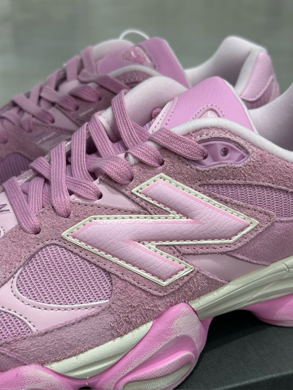 New Balance 9060 Pink Purple Suede Mesh Sneakers - Picture 7 of 9